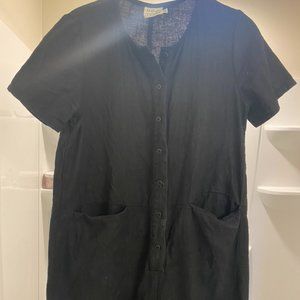 Beaton Linen Short Sleeve Jumpsuit, Black